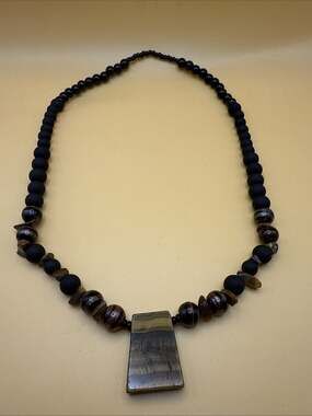 Tiger Eye Matte Black Onyx Hematite Pendant ~20” Necklace Men’s Gift